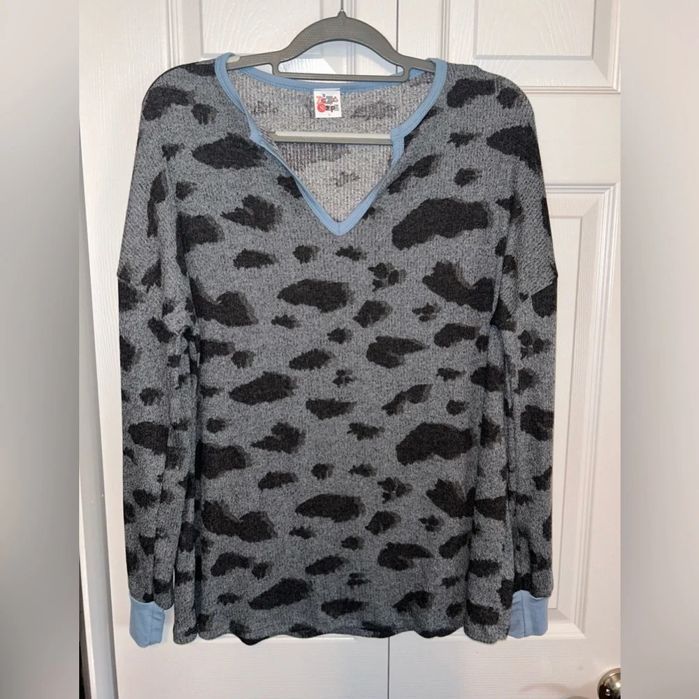 The ZigZag Stripe Gray/Blue‎ top Large